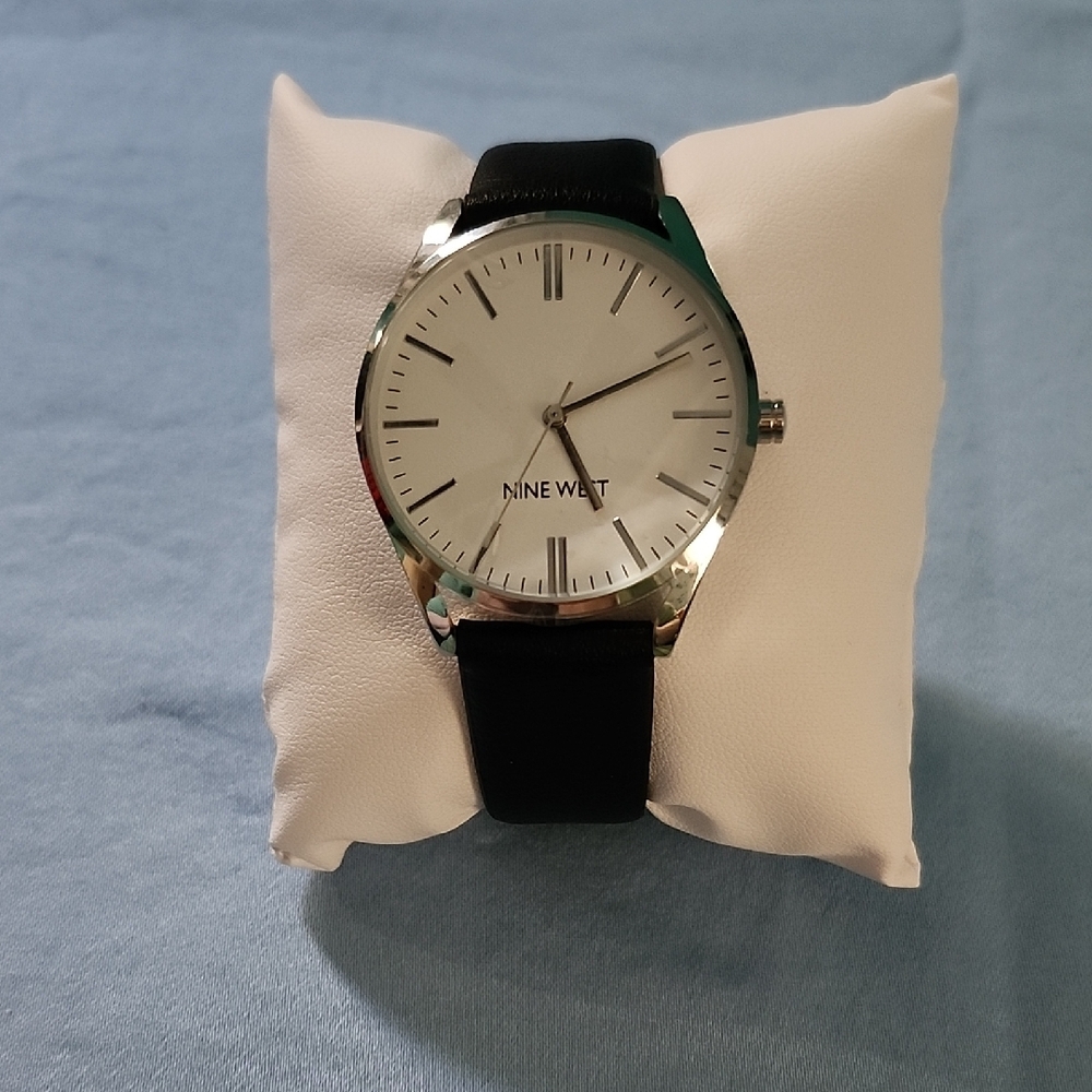 Nine West Classic Silver and Black Timepiece NWOT